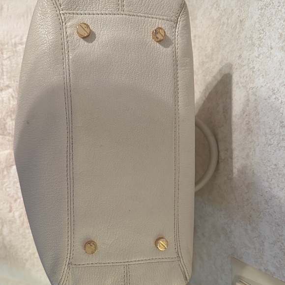 Michael Kors Cream Alexis Pebbled Leather Satchel with Gold Hardware - Picture 9 of 13